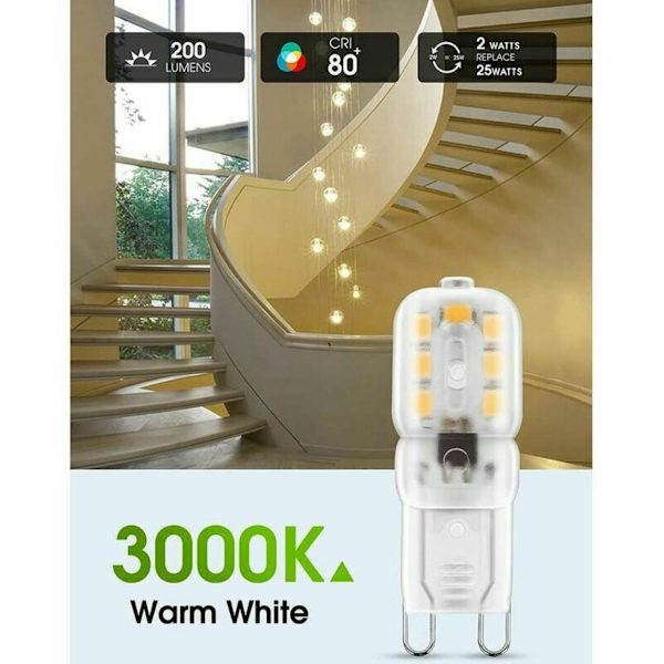 3W G9 Lämmin valkoinen 3000k G9-kanta 10 LED-lamppua