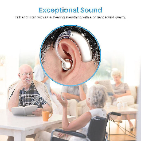 Oppladbart In-ear høreapparat Justerbar lydforsterker Ergonomisk bak øret for eldre-hy