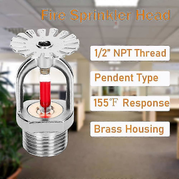 5 st Brandvarnarhuvud & Nyckel 155 Hängande Typ, Brandvarnarhuvuden 1/2\" Tum Gänga 68c Snabb Respons Vattenspray Nedåt 1/2\" Npt För Hem/Kommersiellt