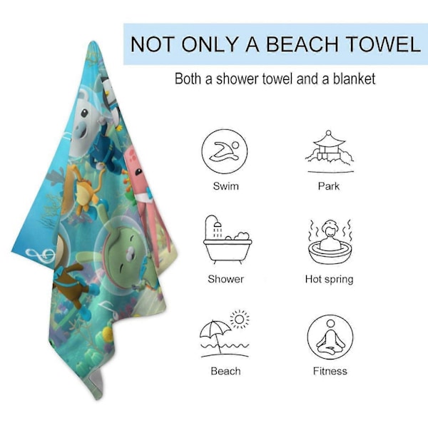 a291 Animerade The Octonauts Snabbtorkande Strandhandduk Mikrofiber Mjuk Absorberande Badhandduk för Badrum Dusch Pool Simning Gym Camping Resa för Barn Och