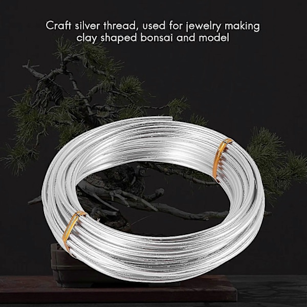 3mm Aluminiumtråd 10m Hantverk Silvertråd Kompatibel med Smyckestillverkning Lermodellering Bonsai och