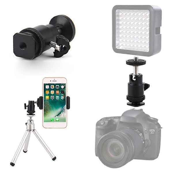 Hot Shoe 1/4 Skruehul Tripod Mount Kamerahoved Adapter Kuglehoved Mobiltelefon Clip Beslag Holder Til Digitale Spejlreflekskameraer
