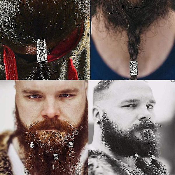 Kryc   80 Rune Perler Sett Med 300 Gummibånd, Viking Skjegg Perler, Antik Diy Hår Og Skjegg Perler, Nordisk Hår Smykker, Flettet Armbånd, Anheng