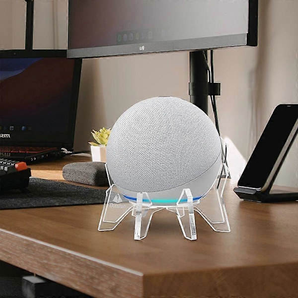 Akryl Genomskinligt Fodral Kompatibelt med 2019 Helt Nya Echo Dot (3:e Gen) Smart Högtalare med Klocka, Tak Väggfäste Högtalarställ Stabil Skyddshållare (Genomskinlig)