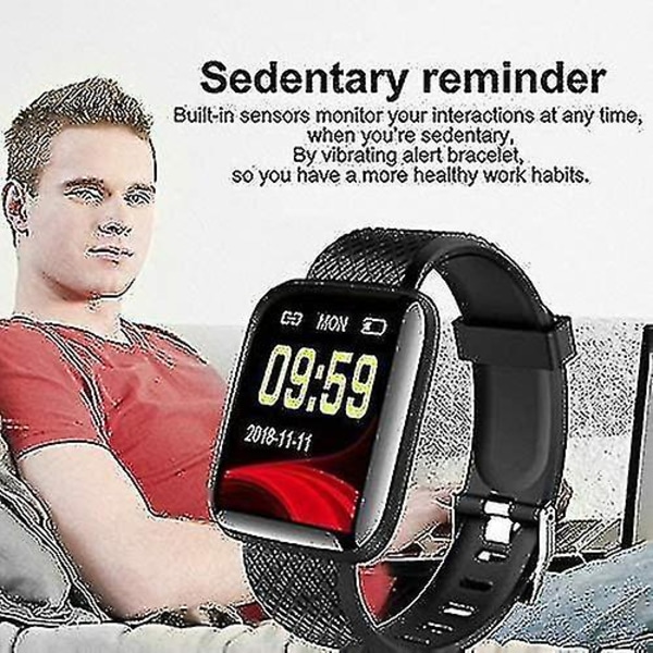 Vattentät watch med pulsblodtrycksdisplay, fitness Smartwatch 116 Plus färgskärm – lila