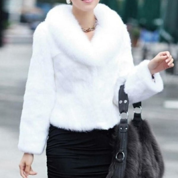 Kvinders vinterfrakke i imiteret pels tyk varm imiteret pels-overtøj med lommer til kontor cocktailparty rejser Light Grey 2XL