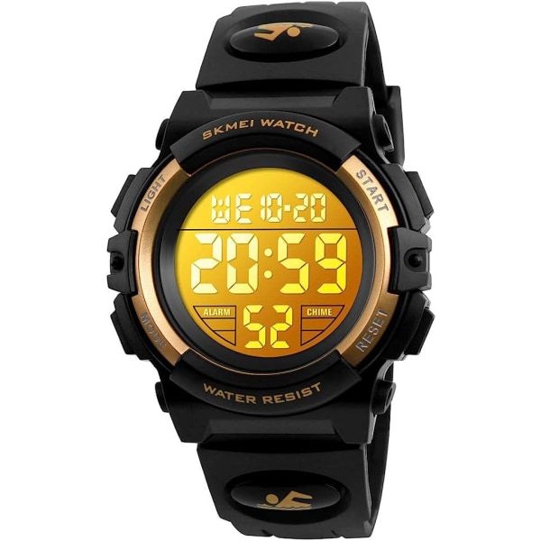 LED valaiseva vedenpitävä elektroninen watch silikoninen watch (kultainen)
