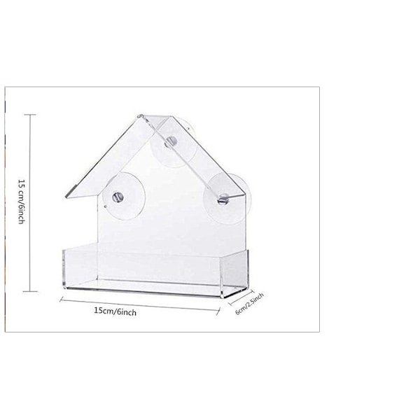 Akryylipleksilasi kolmio talouslintujen syöttölaite - 15*15*6cm, 1kpl