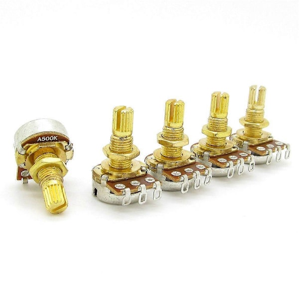 Gitarr Potentiometer Ljudvolym & Ton Potentiometrar Switch Kontroll A500k Delad Axel Taper Potentiometrar Guld Paket Med
