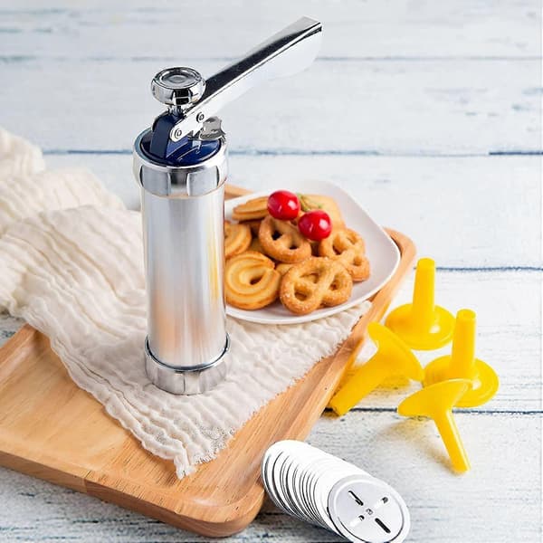 Cookie Maker, cookie Gun, rustfrit stål Biscuit Press Spritz Cookie Press Gun med 20 Cookie Discs A