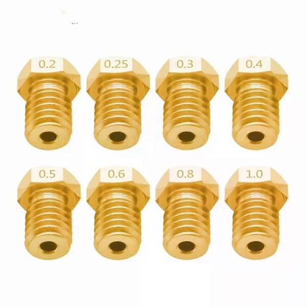 3D Printer Dyse Sæt - 8 STK E3D-V5 V6 M6 Gevind Hot Nozzles 1.75/0.5mm