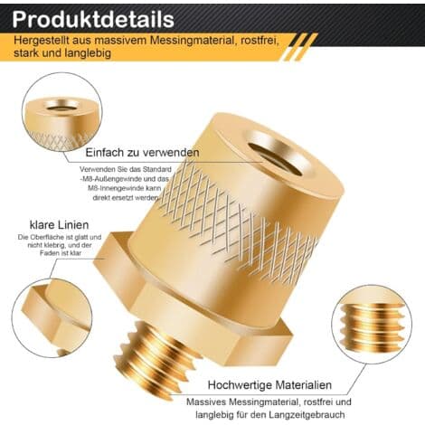 Par med M8 messing batteripolaritetsadaptere for litiumbilbatterier (M8)
