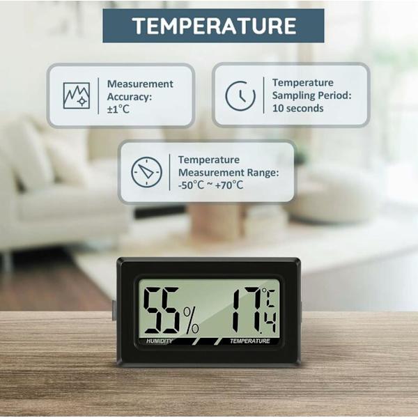 LCD Digital Mini Termometer for Kontor Kjøkken Humidor Klekkeri Reptiler (3-pakning)
