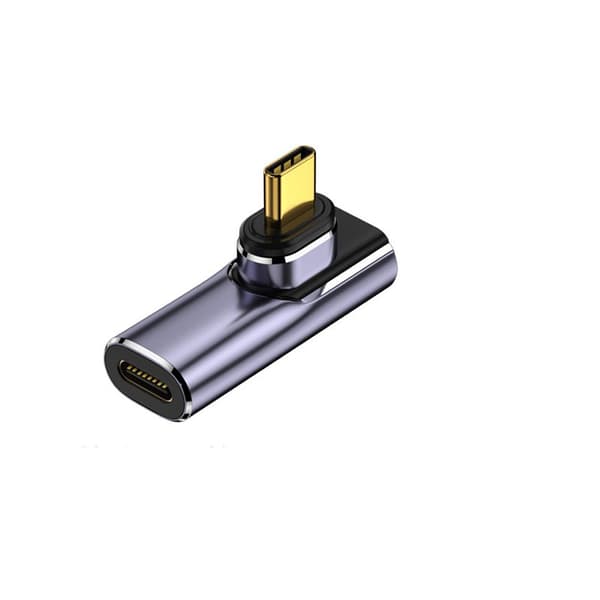 Magnetisk USB-C-adapter, vinklet design, støtter 100W PD, 40 Gbps data, 8K 60Hz - Mørkegrå