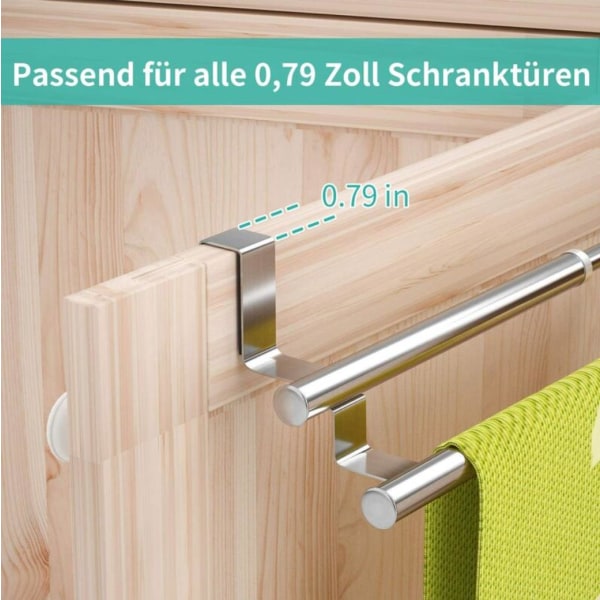 Towel Rack, Bathroom Towel Rack, Kitchen Towel Rack Without Drilling, Over The Door Extendable Towel Rack For Bathroom, Stainless Steel, Silver