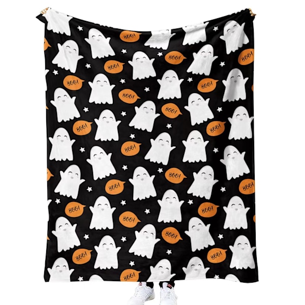 Halloweenfilt - Plysch Halloweenfilt - Mysig Flanell Grå Halloween Dekoration för Fest Soffa Säng Vardagsrum 50\"x60\" Stil 64