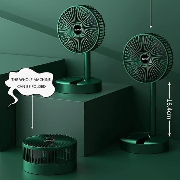 Sammenklappelig bærbar ventilator på stativ - 3 hastigheder - 2000 mAh
