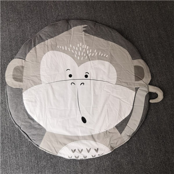 3D Animal Baby Rund Lekmatta Krypmatta Filt Magmatta Barn Sovrumsmatta-Monkey, 1st