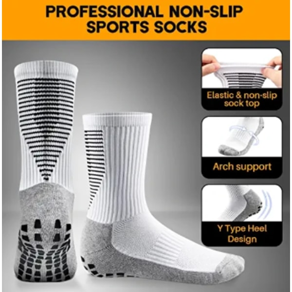 3 par Anti-Slip Fodboldstrømper Åndbar Vandtæt Greb Strømper Fodbold Sportsstrømper Basketball Håndbold Sort