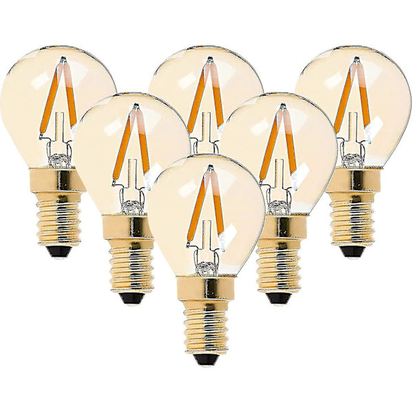 G40 LED-glødetråds mini-globe-pære 1w - Ultra varm hvid 2200k (ravfarvet glød) - 10w ækvivalent udskiftning - E14 lysekroner pærer - Ikke dæmpbar -6 stk