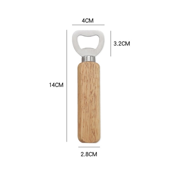 10 st trä handhållen flasköppnare i rostfritt stål, flaska straight handle