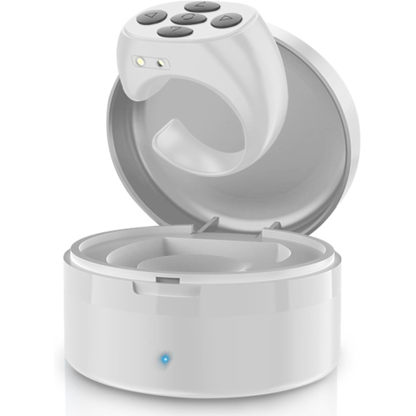 Multifunctional Remote Control, Wireless Bluetooth Ring, Video and Camera Remote Shutter, for Smartphone and Tablet (White)