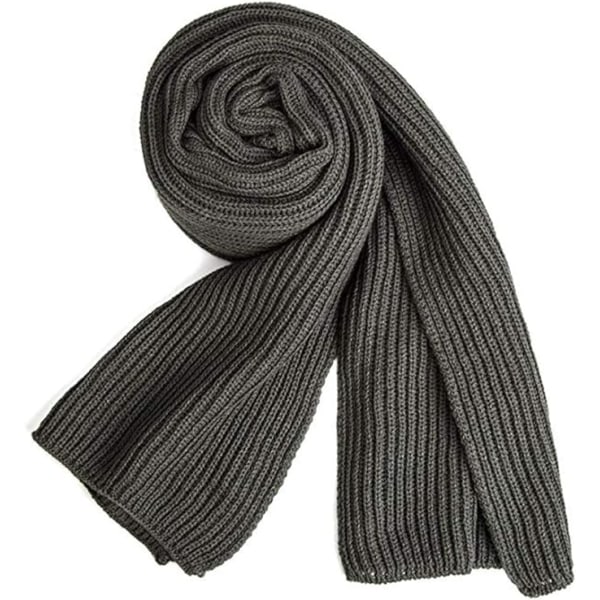 Scarf Vinterscarf herr Stickad scarf Unisex varm mode enfärgad scarf grey