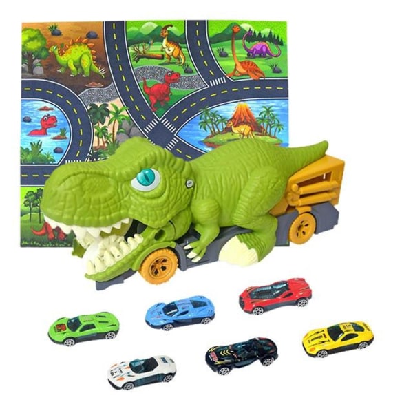 Lasten dinosauruksen nielevä auto, suuri Tyrannosaurus Rex baby leluauto 4 pojalle 6 vuotta vanha palapelilahja
