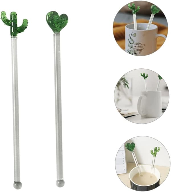 2-pack kaktusformade omrörare för kaffe och cocktails
