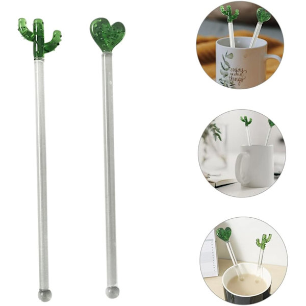 2 stk. Kaktus-omrørere til kaffe og blender
