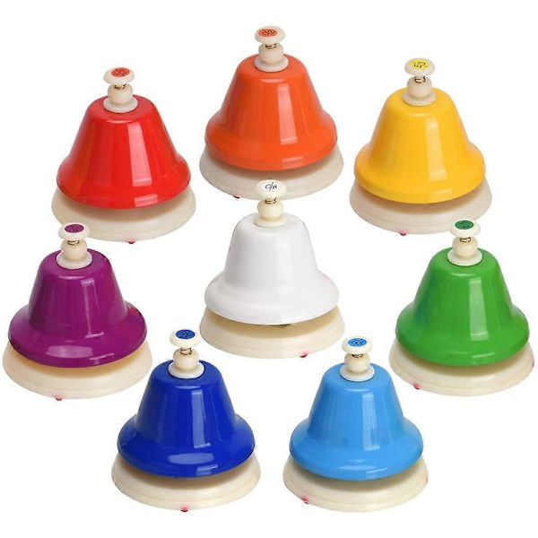 Bordklokker, 8 Toner Diatoniske Metal Håndklokker, Regnbue Musik Klokker, Musikalsk Læringsundervisning Percussion Instrument