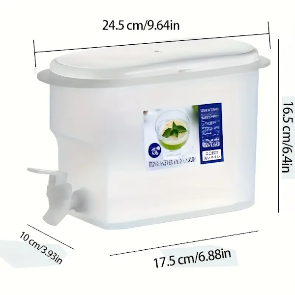 Stor kyl med dryckesdispenser - Plastkanna för iste och juice med kran - 1-pack