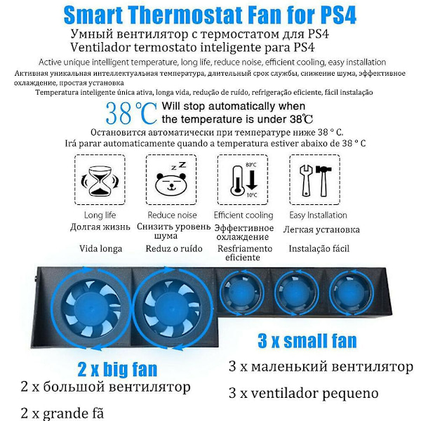 Stativ for Sony Playstation Play Station Ps4 Pro med kjøleventilator, tilbehør til spillkonsoll