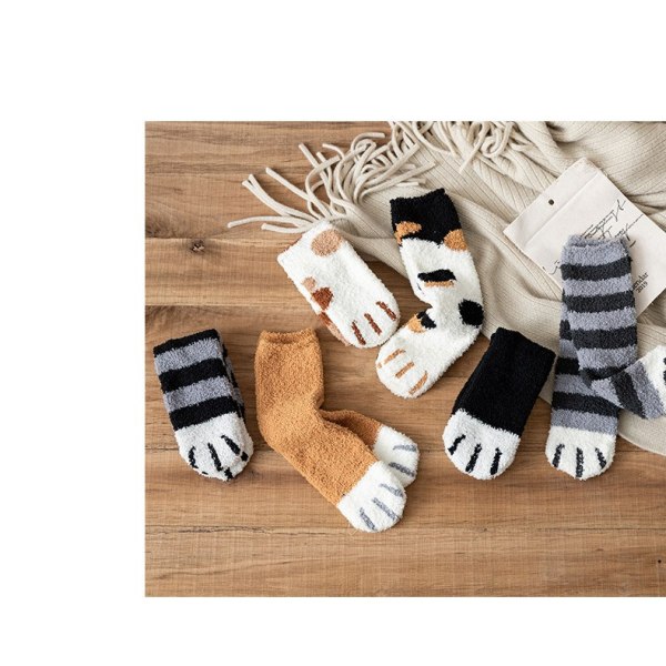 Söpöt sukat naisten talvi lämpimät vuode sukat pörröiset sukat söpö kissa kuvio design