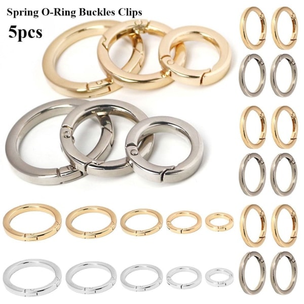 5 stk Fjær O-Ring Spennen Karabinkroker Håndvesker SØLV Sølv 16.5mm