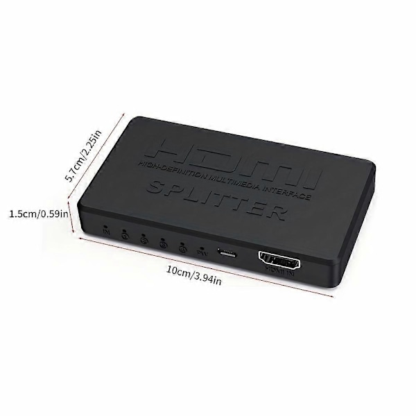 4K HDMI Splitter - 1x4 Video Distributor til PC og Laptop - 1080P Display Duplikering Adapter - Strømlinet Forbindelse