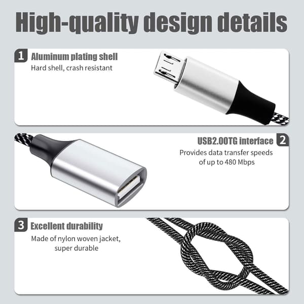 2025 Seneste Model Kort Micro USB til USB A Splitter, Micro USB Han til Dobbelt USB A Hun OTG Adapter, USB 2.0 OTG Kabel Konverter Hub for