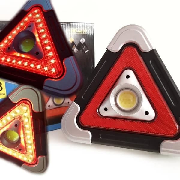 TREKANT SIKKERHED LED LYS FAST+BLINKENDE+NØDLAMPE NY
