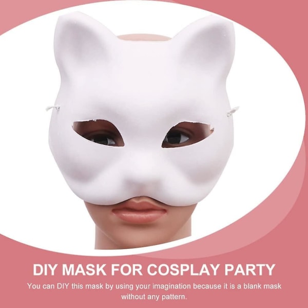 10 kattemasker for maling, dyremasker DIY hvit maske halvark for maskerade Halloween barn cosplay maske kostymefest