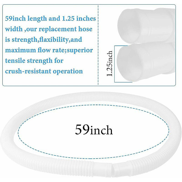 Reservedelsslange til Intex-poolpumpe - Tilbehør 1,25\" diameter og 59\" lang (pakke med 2)