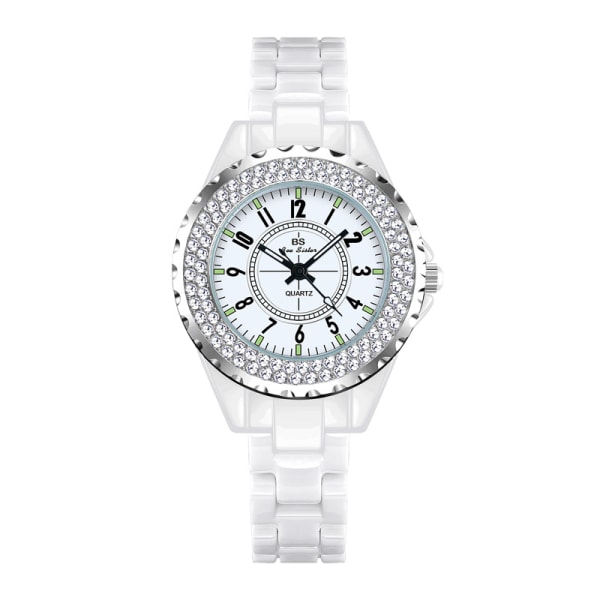 Lätt lyxig keramisk watch full av diamanter för dam FA0280T watch White
