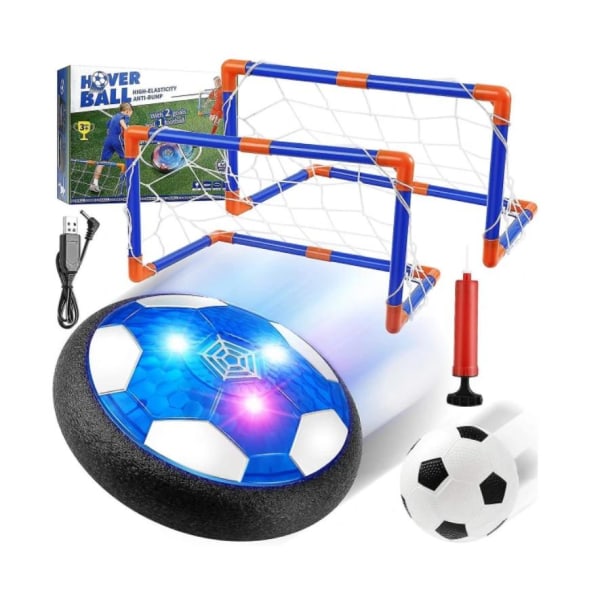 Kids Hover Set, Uppladdningsbar Air Power Fotboll med LED-ljus och skumstötfångare, Fotbollsleksak inomhus och utomhus med mål och uppblåsbar