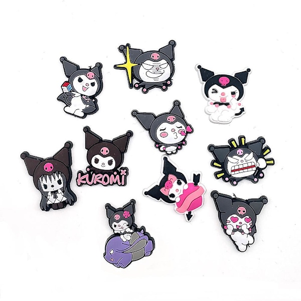 10 kpl söpöjä Sanrio Kuromi Anime Cartoon Crocs Charms Jibbitz Clog Sandaalit Koriste Kenkä Tarvikkeet Lapset Teinit Aikuiset Tytöt Naiset Juhla Suosikit