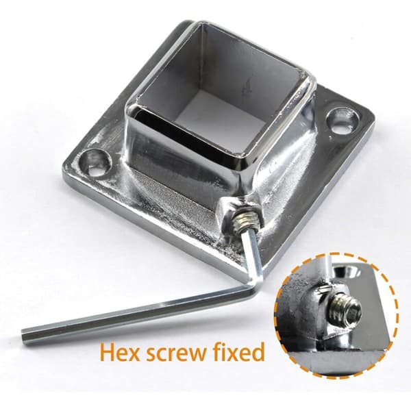 Sett med 6 firkantede dusjstangfester i aluminiumslegering