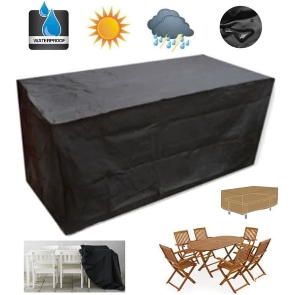 Vandtæt havemøbelovertræk 180×120×74 cm – 210D Oxford, UV- og rivefast (sort)