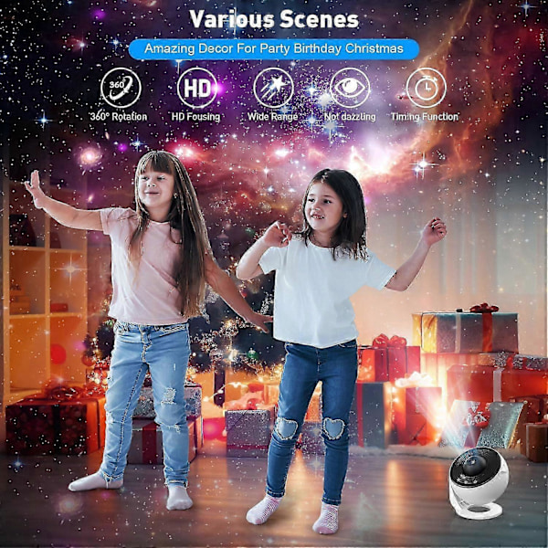 Planetarium Stjärnhimmelsprojektor, 12 Planetariska Skivor, Galaxprojektor, Stjärnhimmel för Sovrum, LED Stjärnhimmelsprojektor