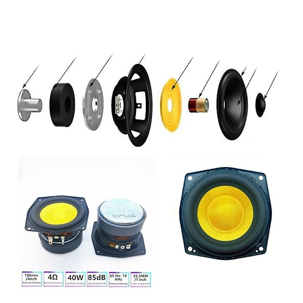 40W Metallisk Guld Högtalare 4 Tum Bas Högtalare 40W 4Ohm Subwoofer 50hz~20kHz