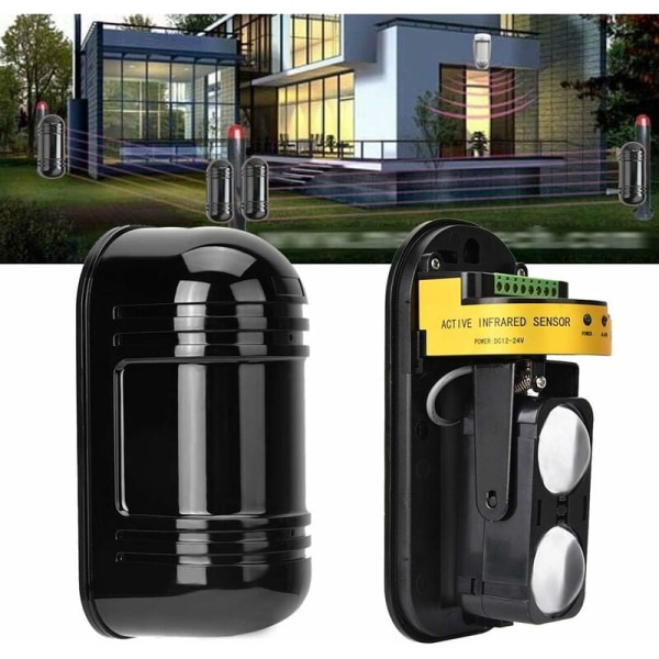 Infraröd sensorlarm, digital pulsinfraröd sensor strålbarriär Hem Företag Kontor Säkerhet inomhus utomhusdetektor (svart) Yixiang