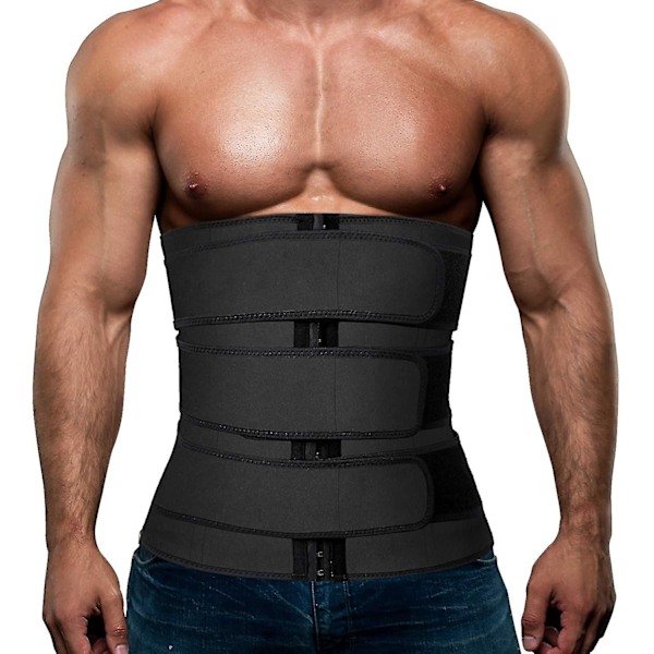 Miesten treeni vyötärövalmentaja neopreenikorsetti Sauna Hiki Trimmer Slimming Belly With Belts-musta Vyötärövalmentaja Vyö/x-large