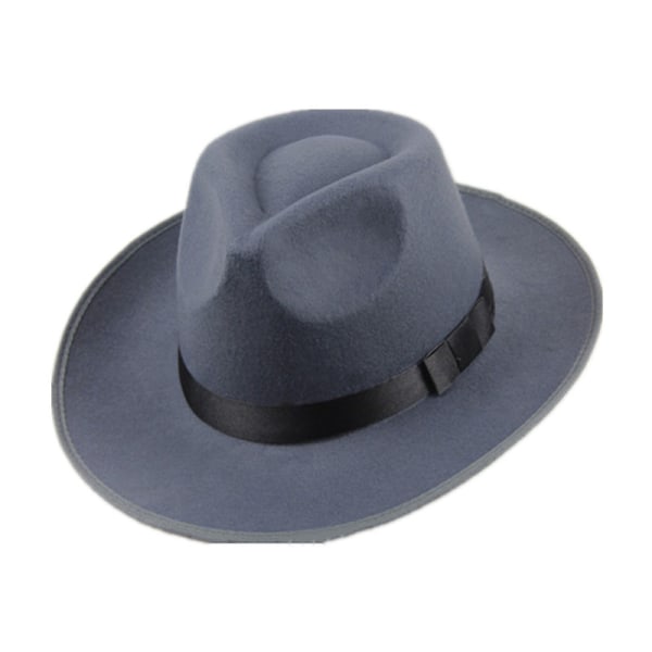 Visirhat Herre og Dame Top Hat Hard Filt Bred Skygge Efterårsblå Retro Hat Filt Hat Jazz Hat Gray